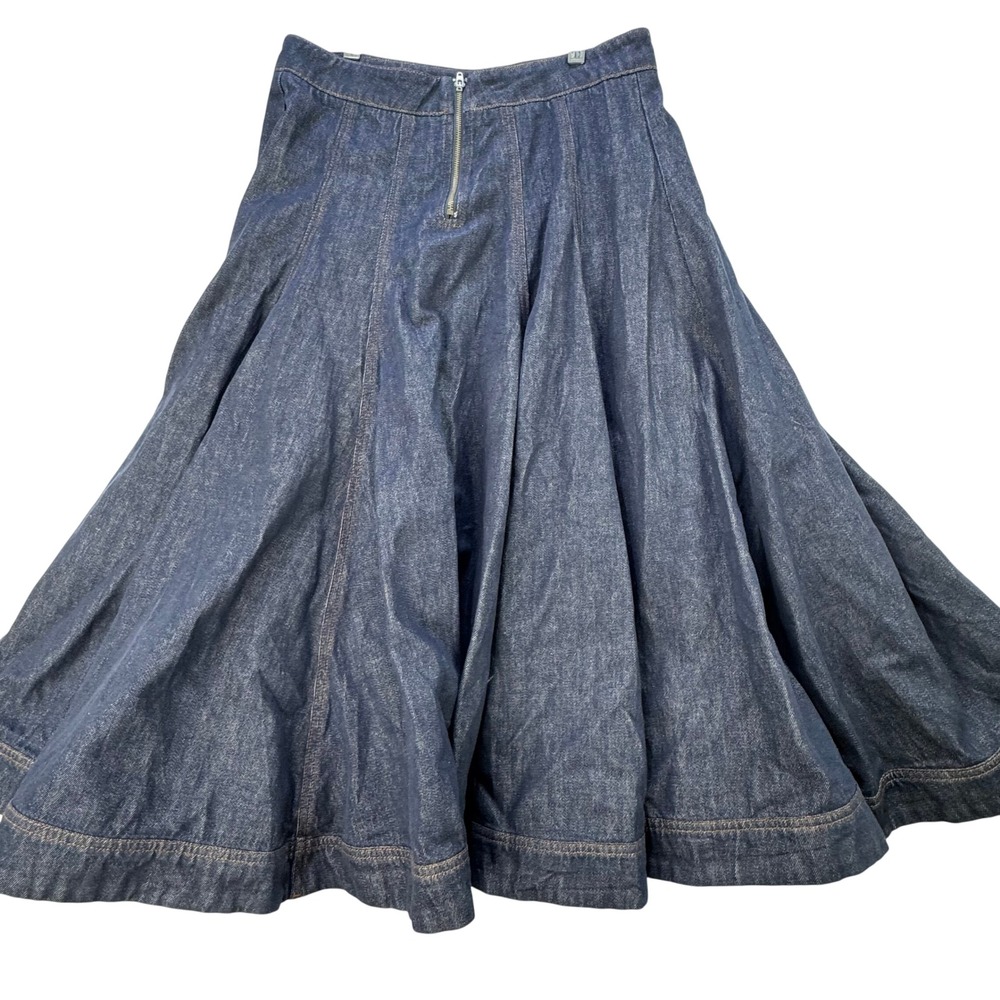 Urban Revivo Heavy Jean Denim Skirt Women Size M Dark Wash Paneled Western Boho